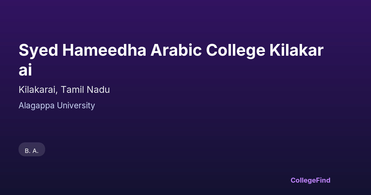 syed hameedha arabic college kilakarai