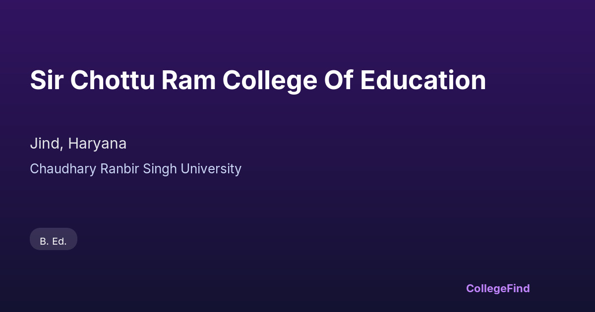 sir chottu ram college of education