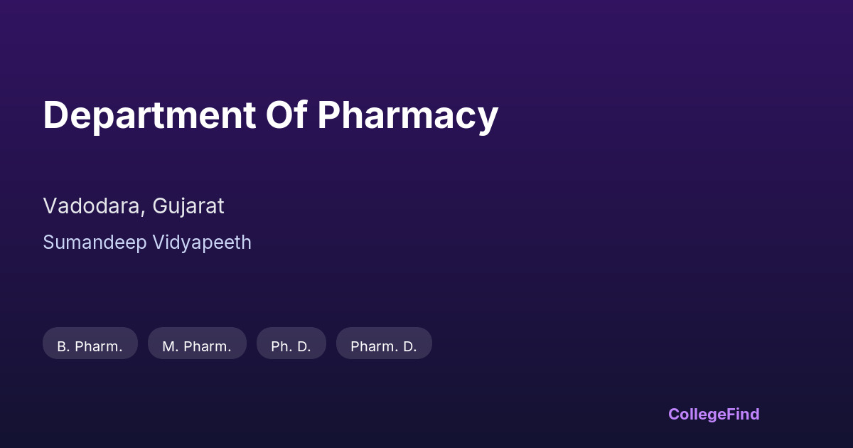 department of pharmacy