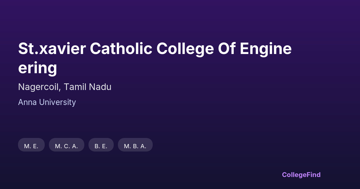 st.xavier catholic college of engineering