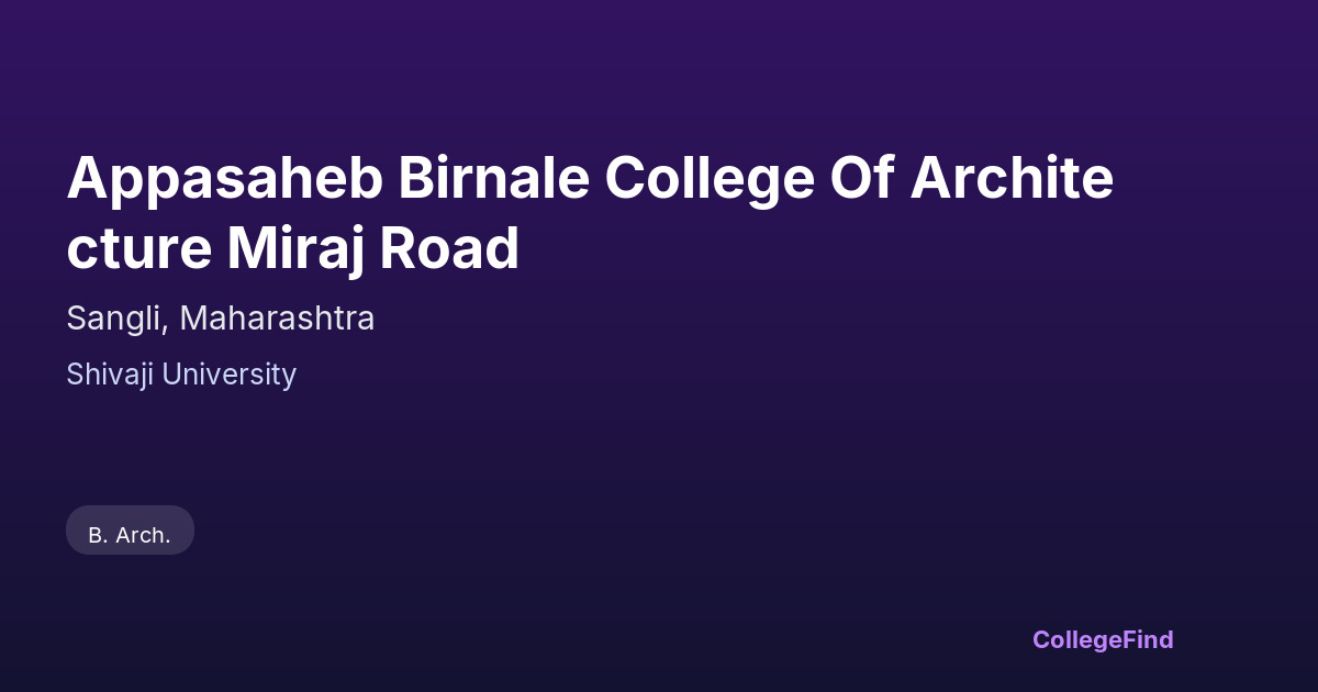 appasaheb birnale college of architecture miraj road