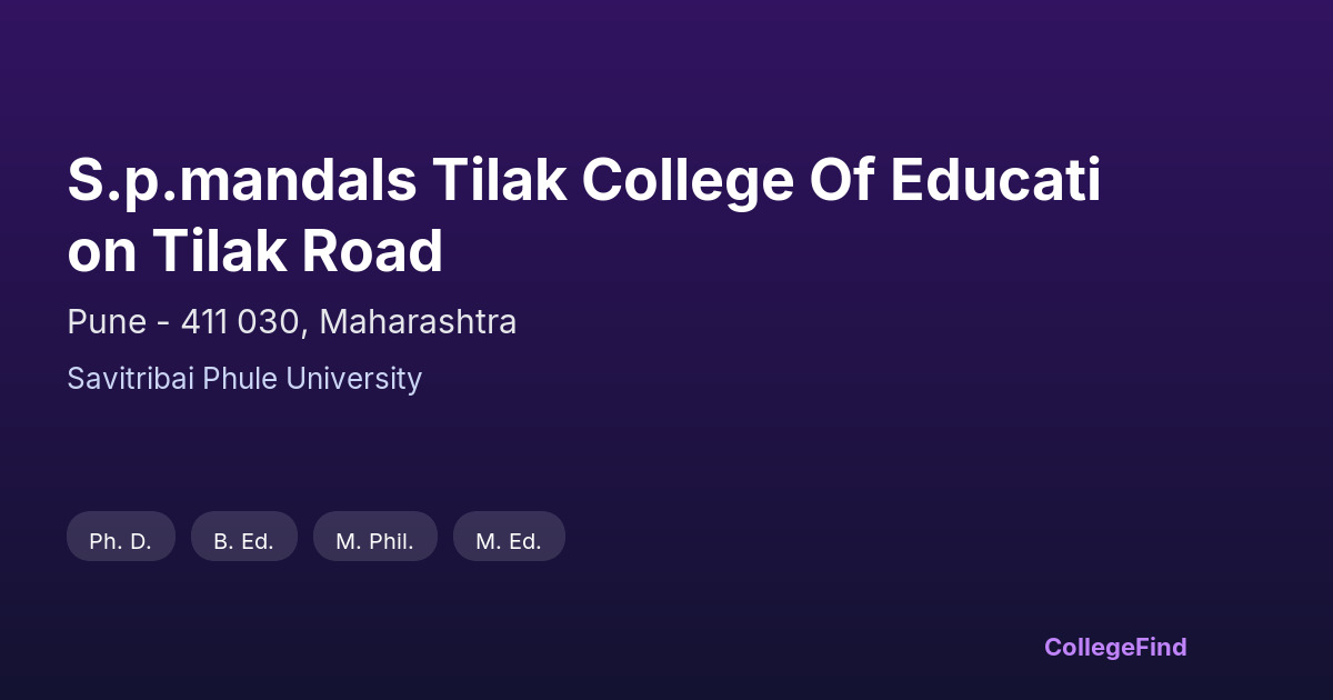 s.p.mandals tilak college of education tilak road
