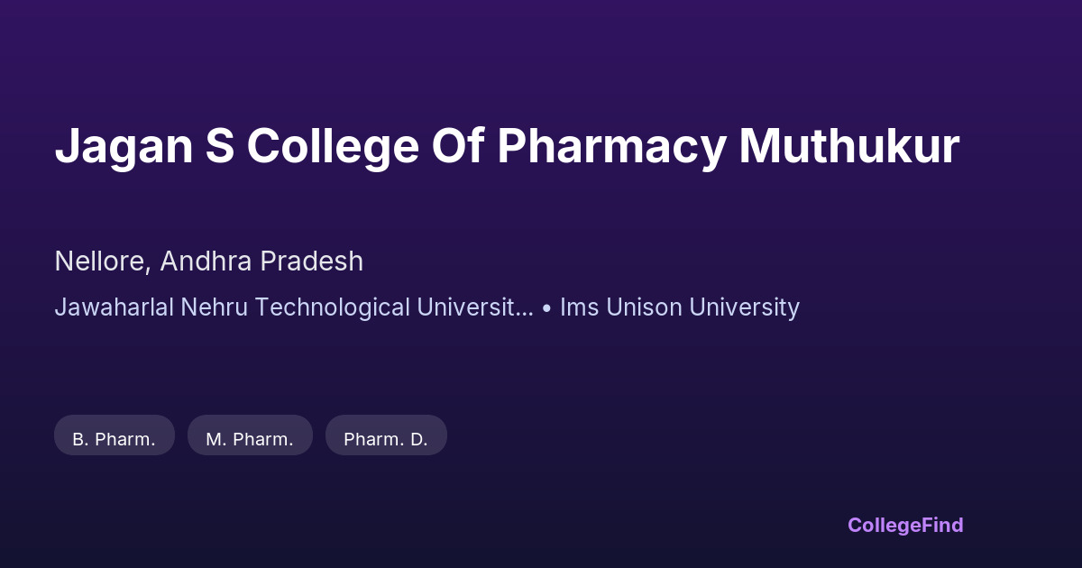 jagan s college of pharmacy muthukur
