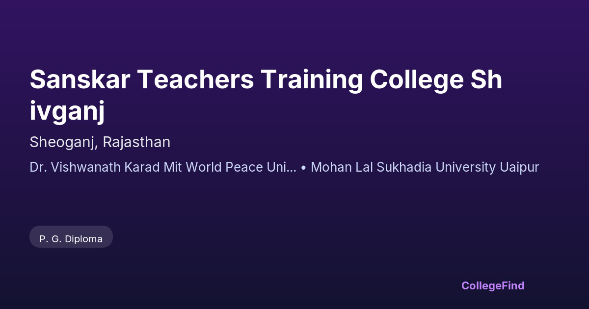 sanskar teachers training college shivganj
