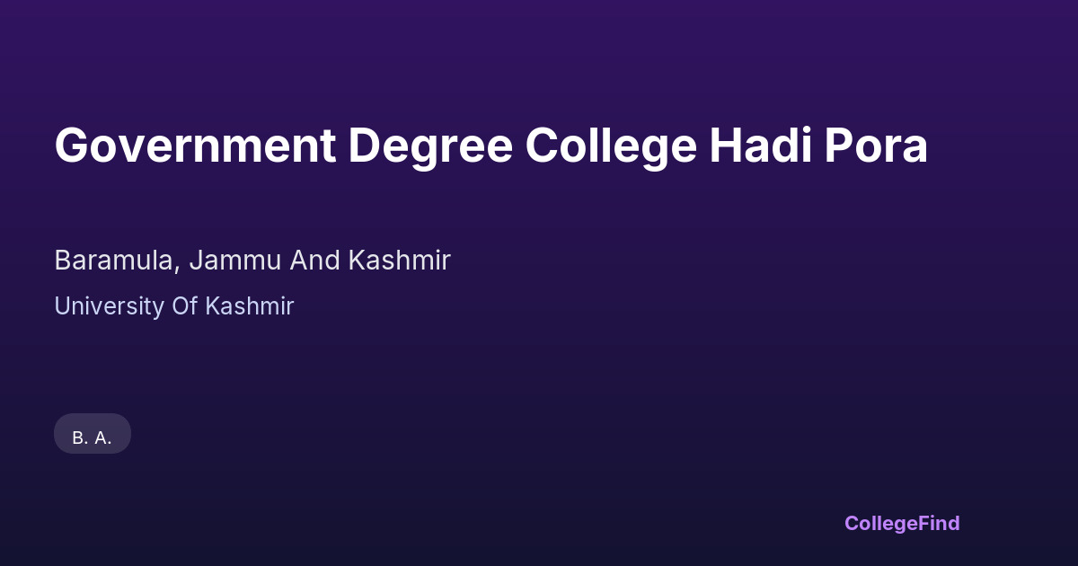 government degree college hadi pora
