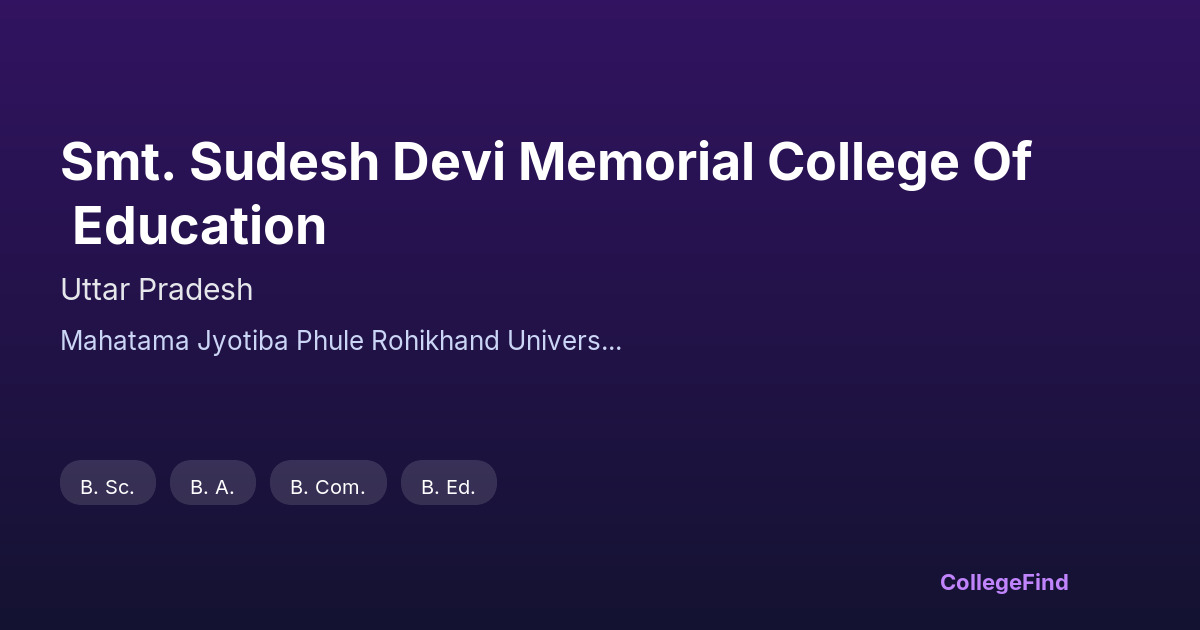 smt. sudesh devi memorial college of education