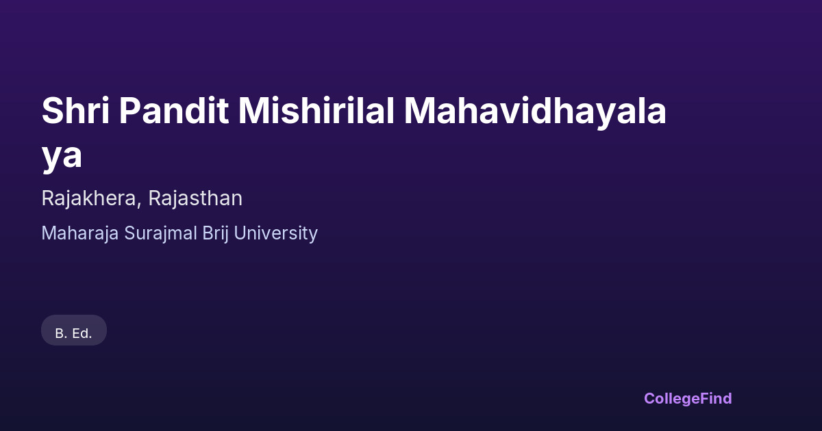 shri pandit mishirilal mahavidhayalaya