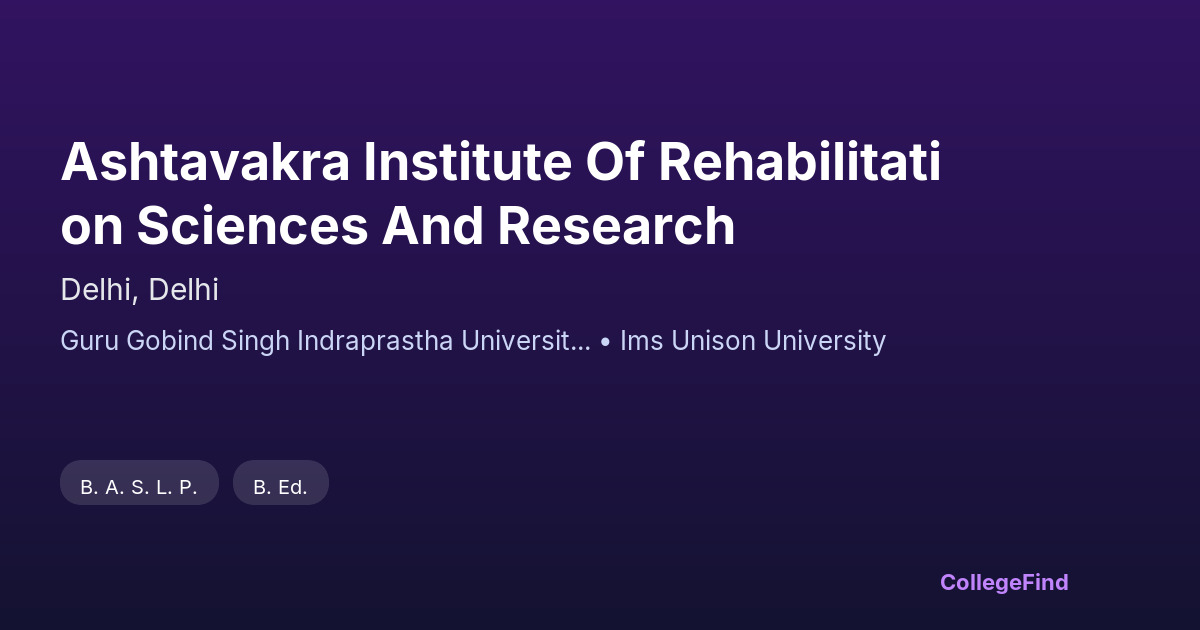 ashtavakra institute of rehabilitation sciences and research