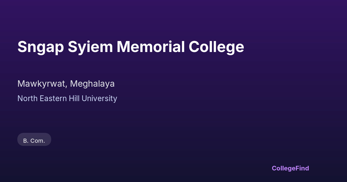 sngap syiem memorial college