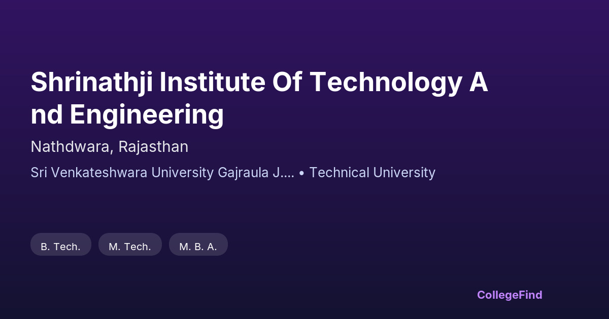 shrinathji institute of technology and engineering