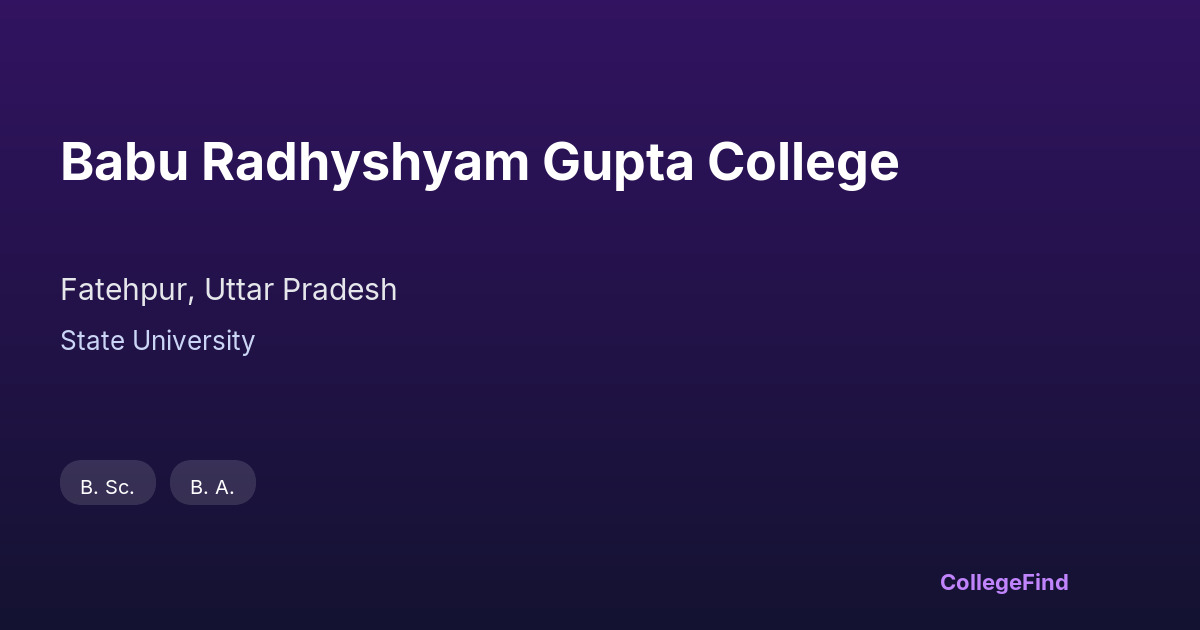 babu radhyshyam gupta college