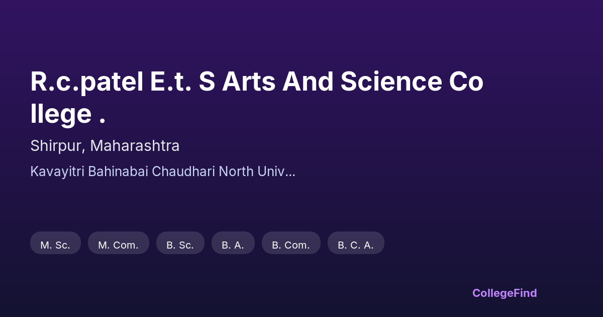 r.c.patel e.t. s arts and science college .