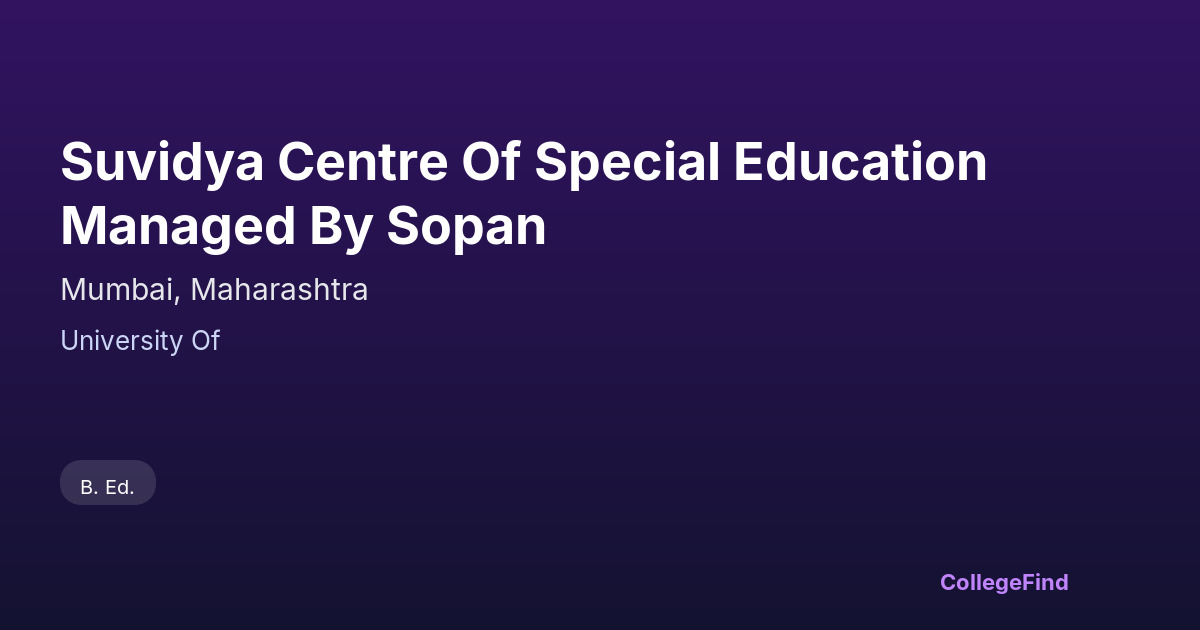 suvidya centre of special education managed by sopan