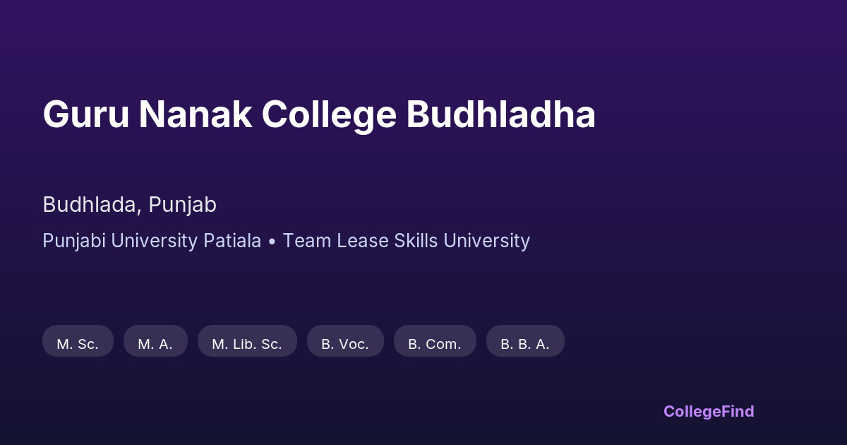 guru nanak college budhladha