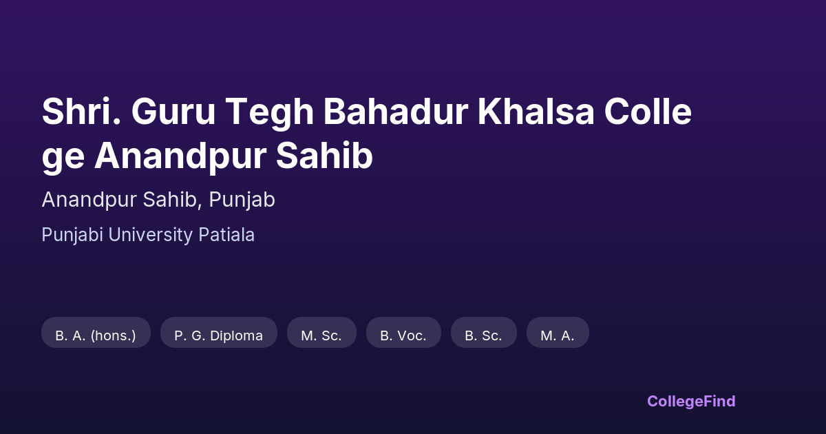 shri. guru tegh bahadur khalsa college anandpur sahib
