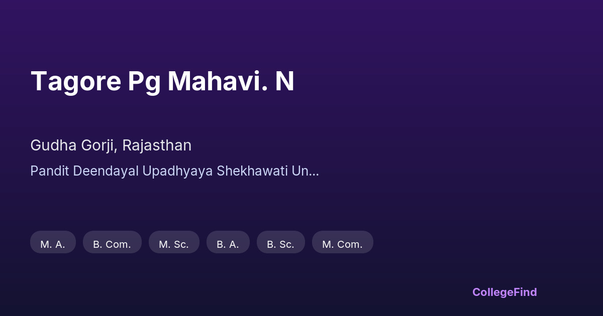 tagore pg mahavi. n
