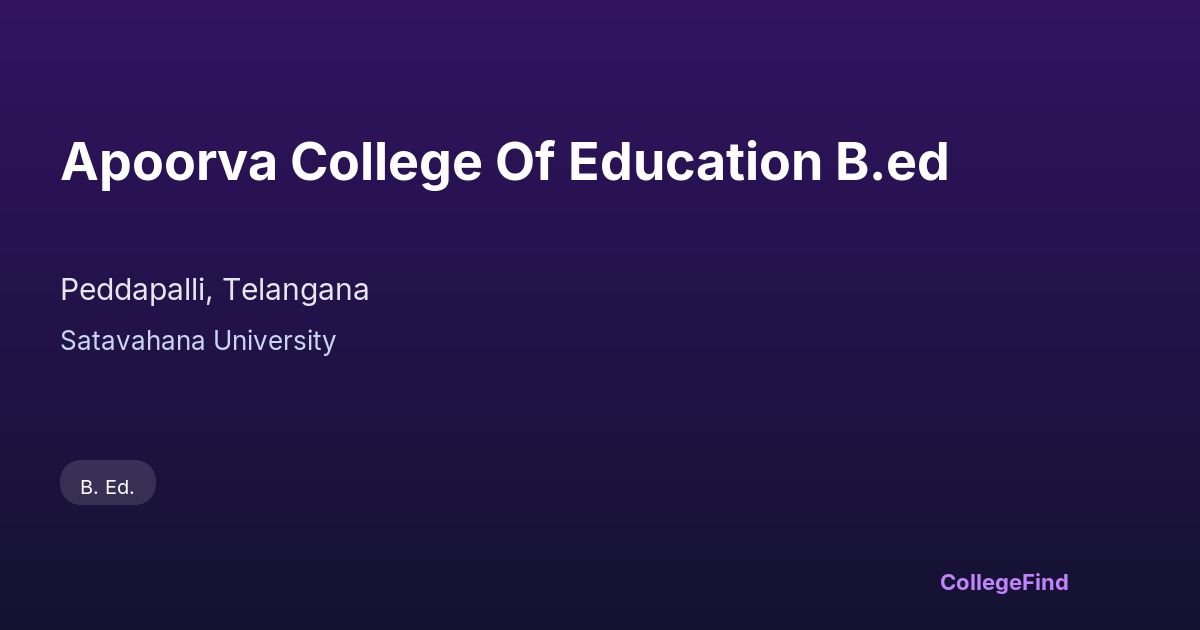 apoorva college of education b.ed