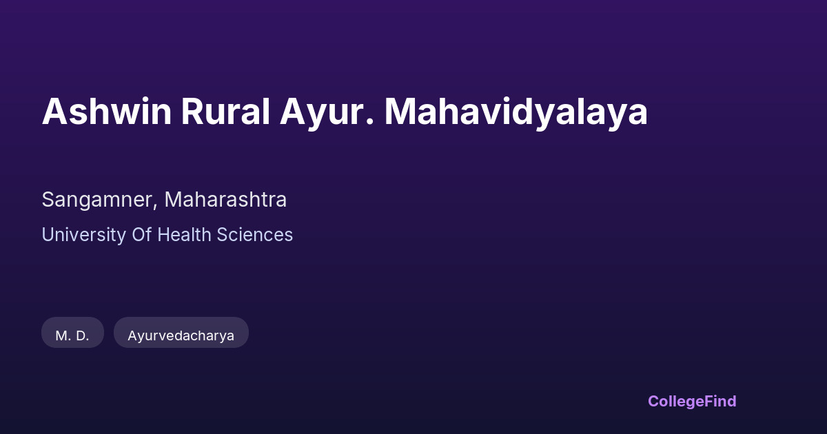 ashwin rural ayur. mahavidyalaya