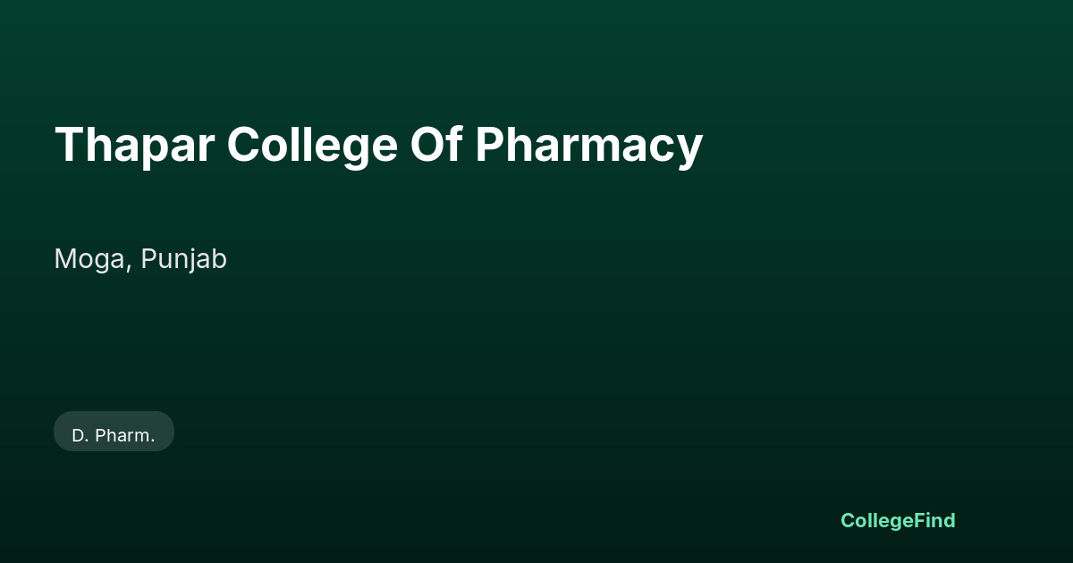 thapar college of pharmacy