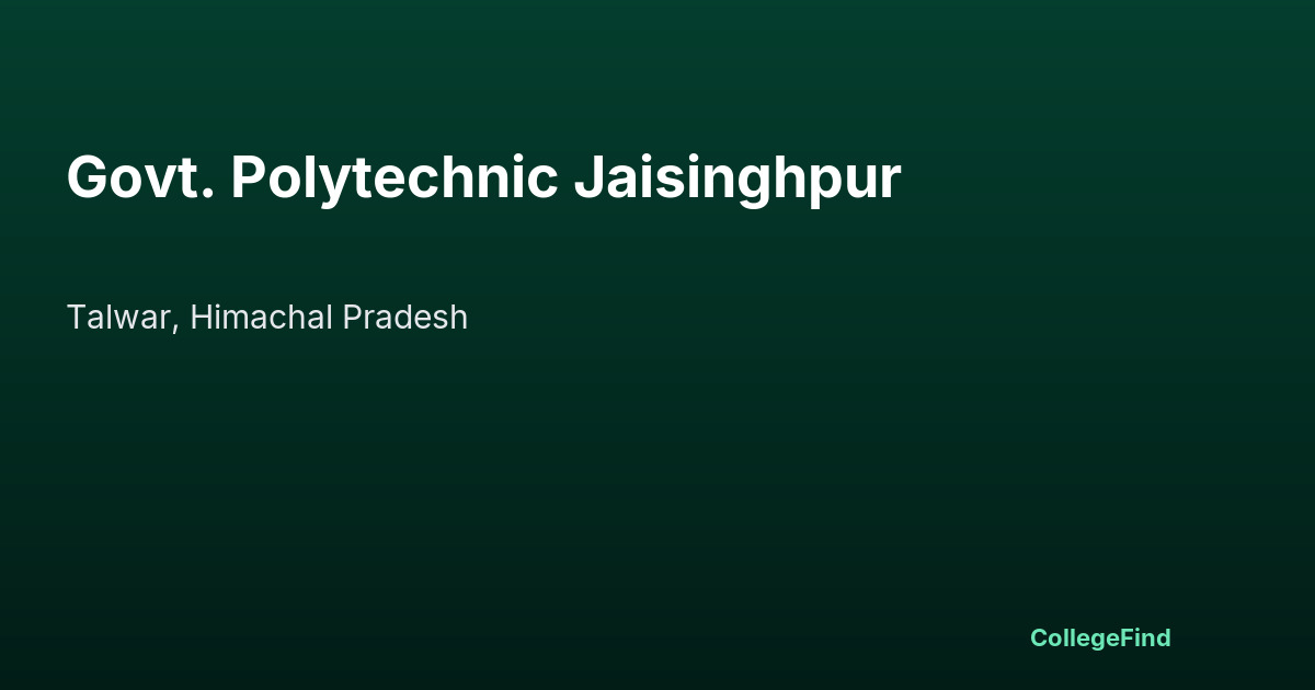 govt. polytechnic jaisinghpur
