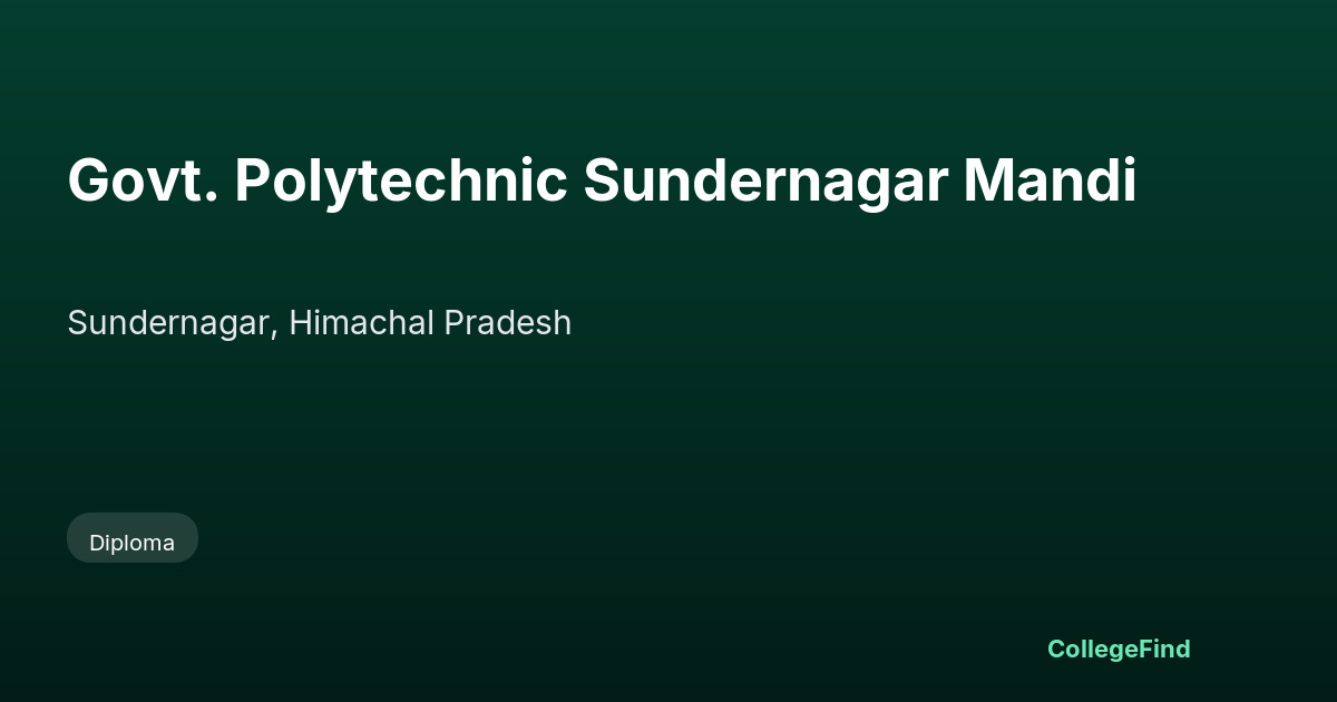govt. polytechnic sundernagar mandi
