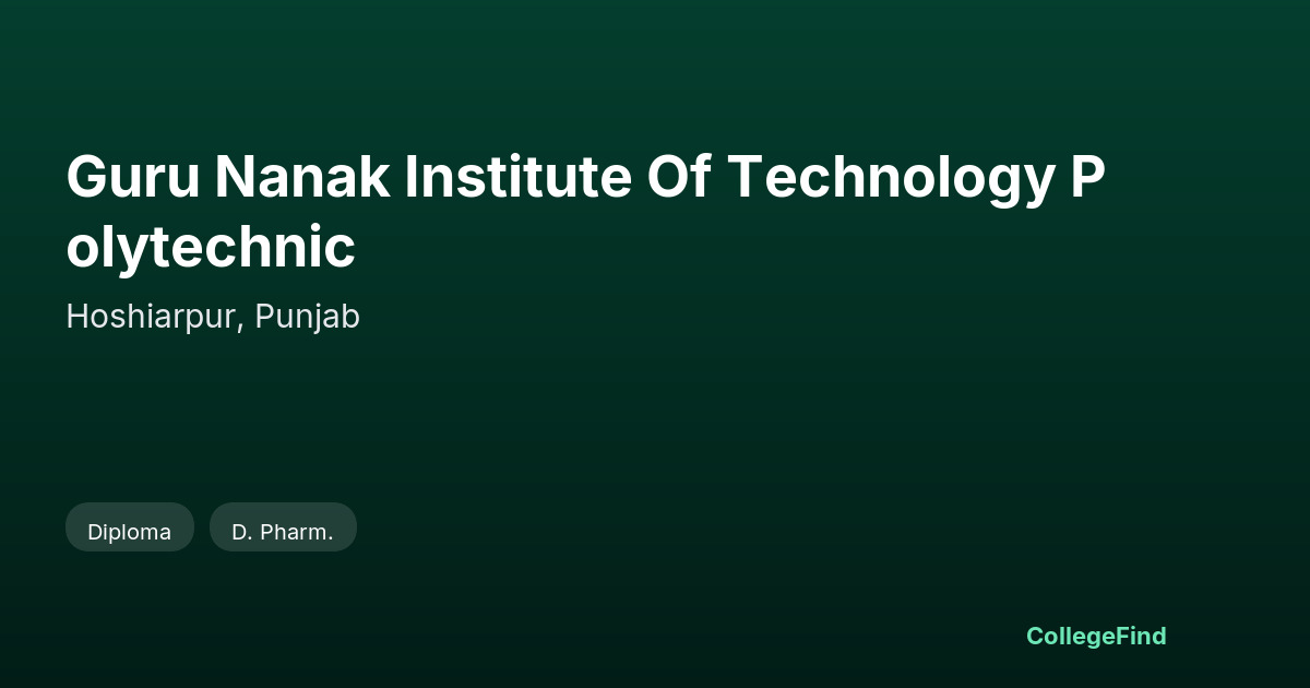 guru nanak institute of technology polytechnic