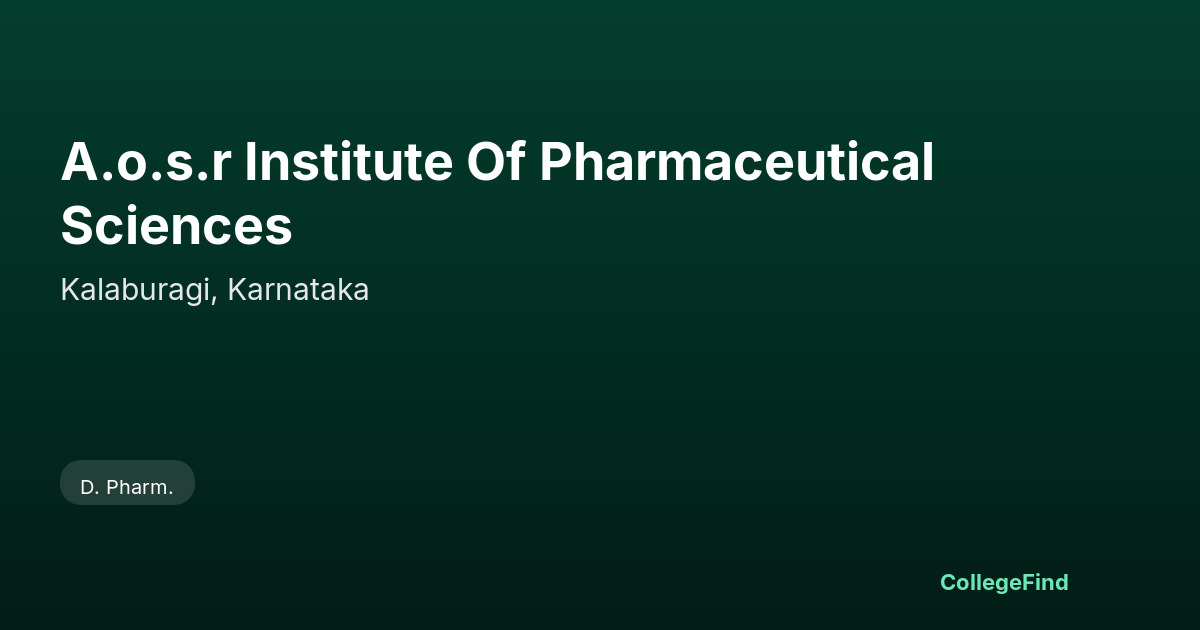 a.o.s.r institute of pharmaceutical sciences