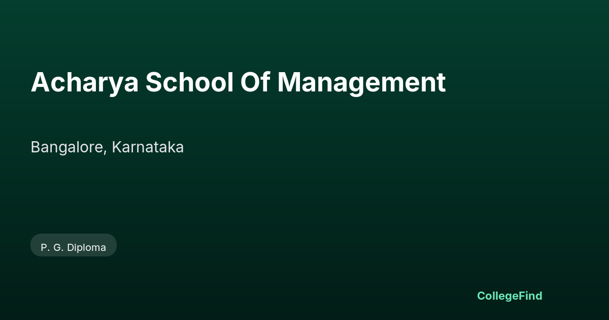 acharya school of management