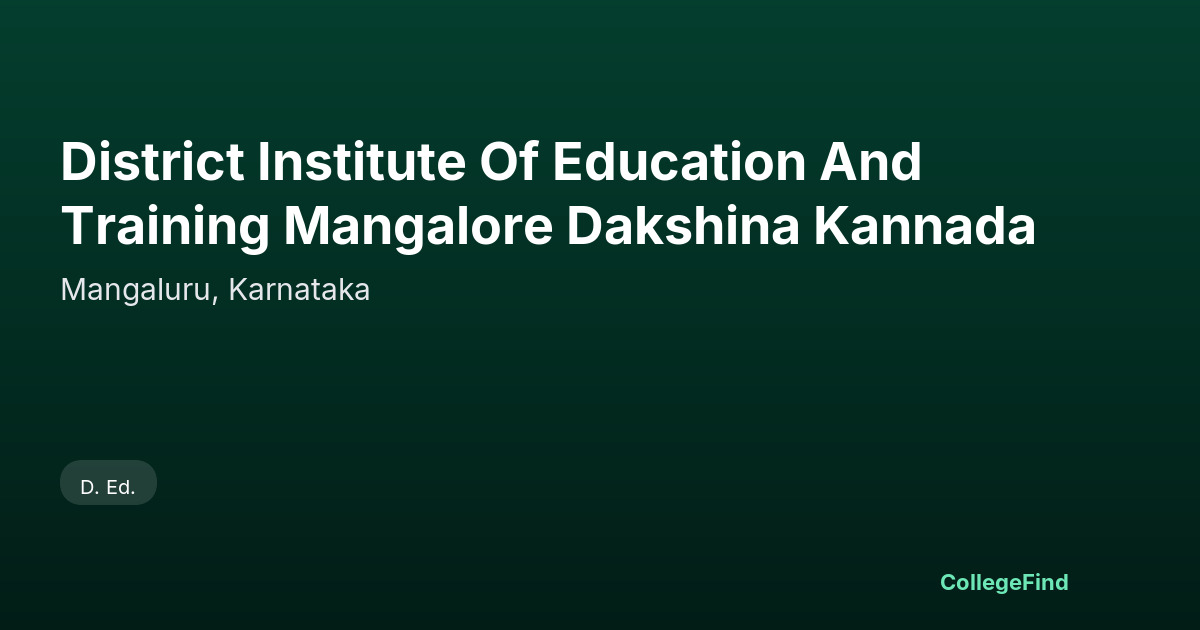 district institute of education and training mangalore dakshina kannada