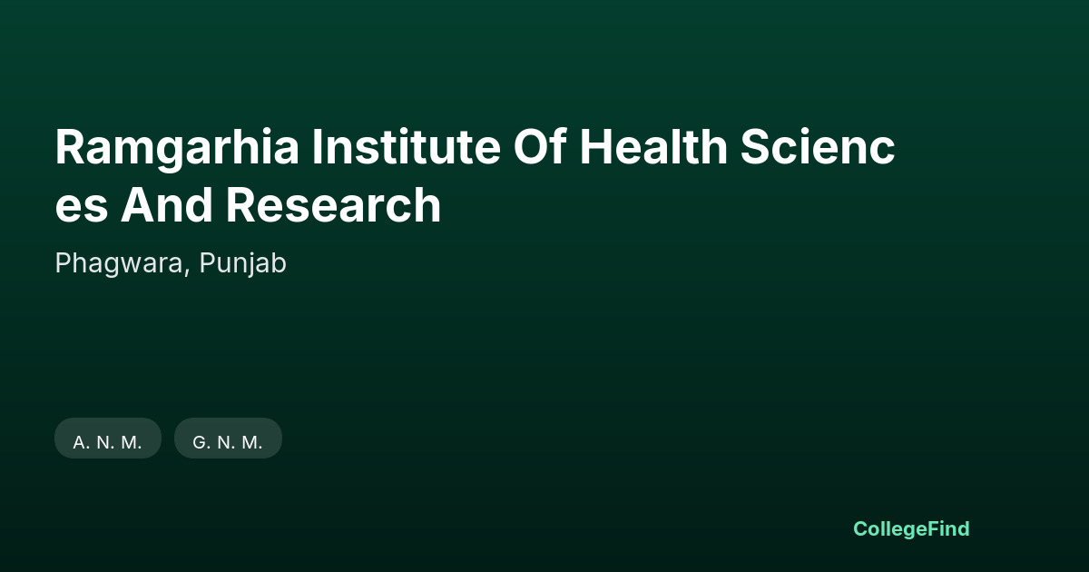 ramgarhia institute of health sciences and research