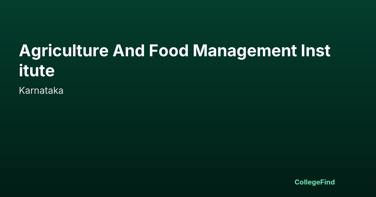 agriculture and food management institute