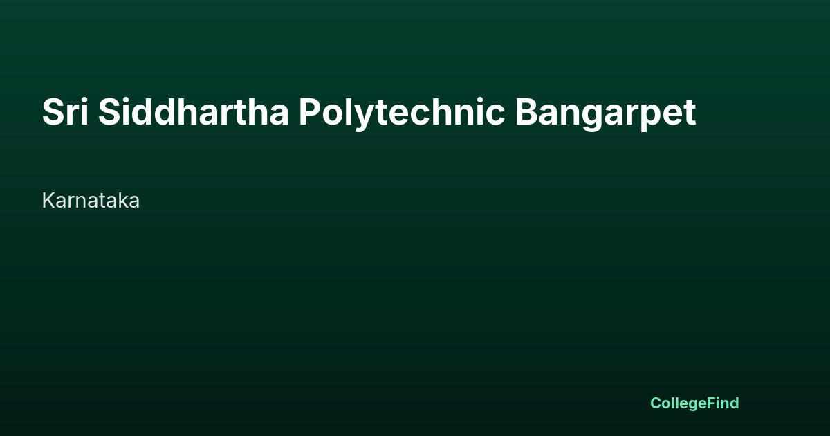 sri siddhartha polytechnic bangarpet