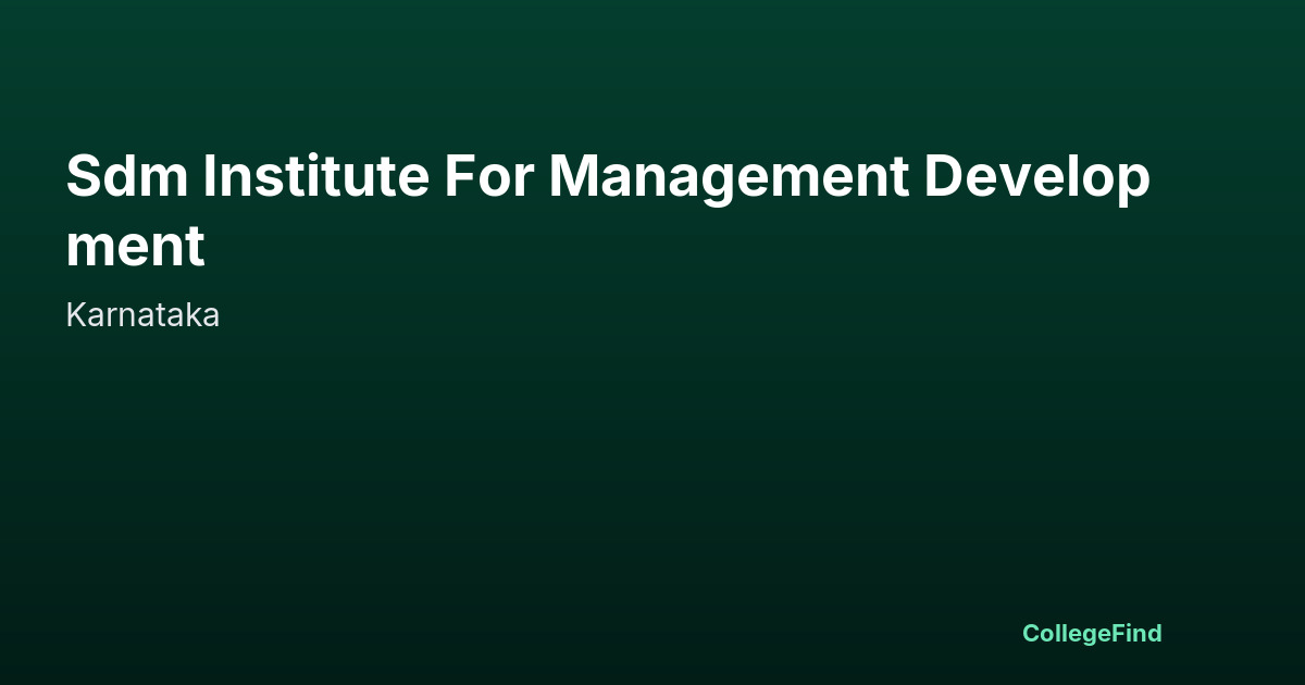 sdm institute for management development
