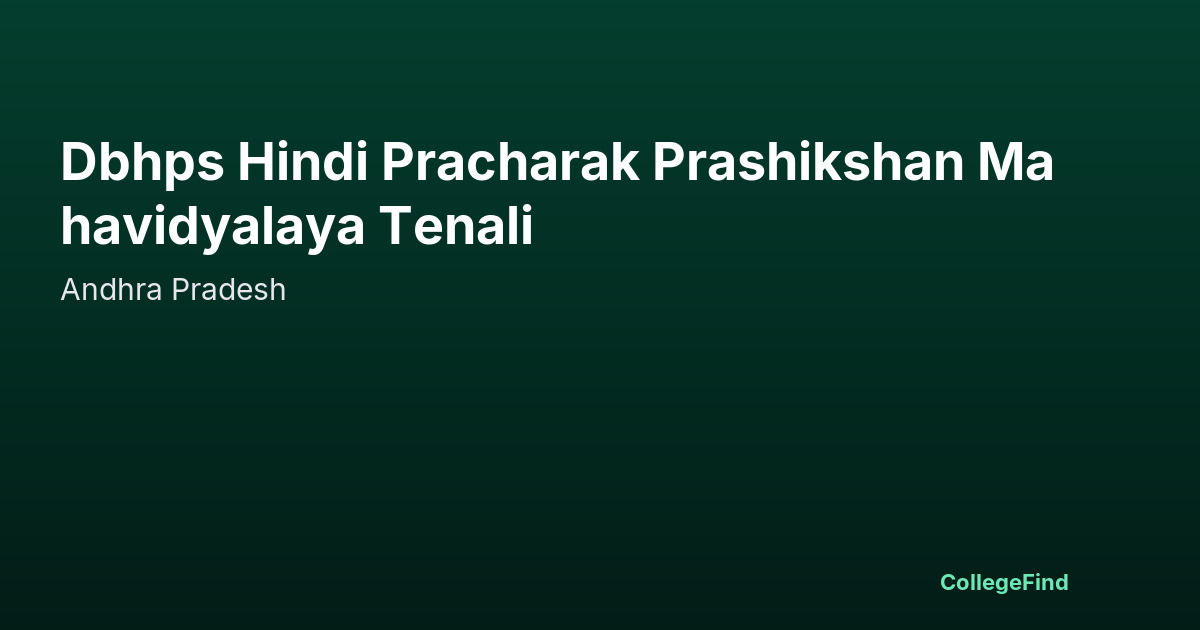 dbhps hindi pracharak prashikshan mahavidyalaya tenali
