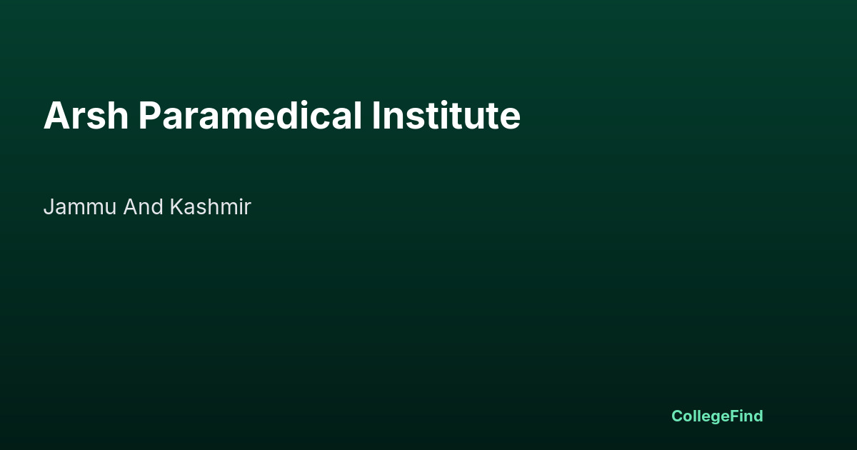 arsh paramedical institute