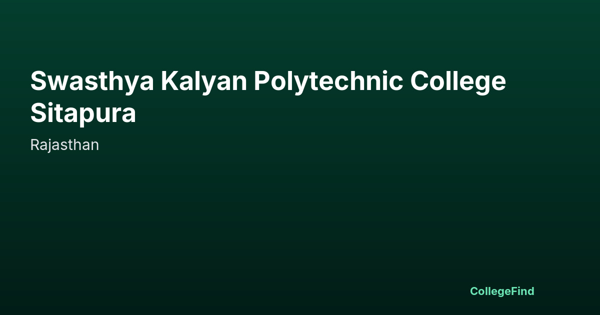 swasthya kalyan polytechnic college sitapura