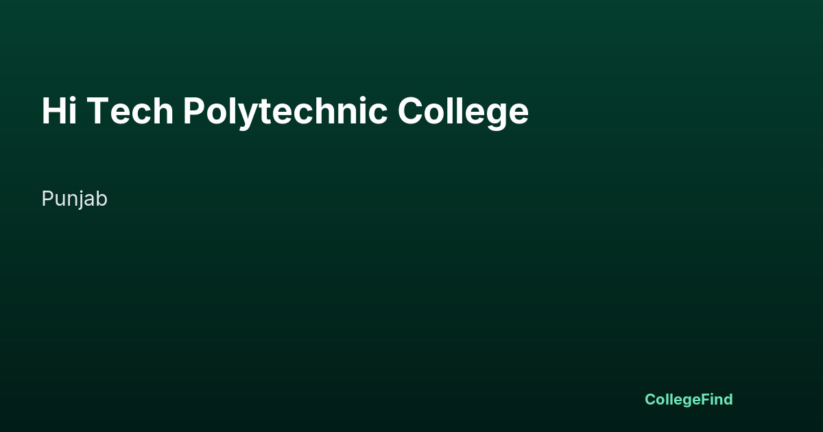 hi tech polytechnic college