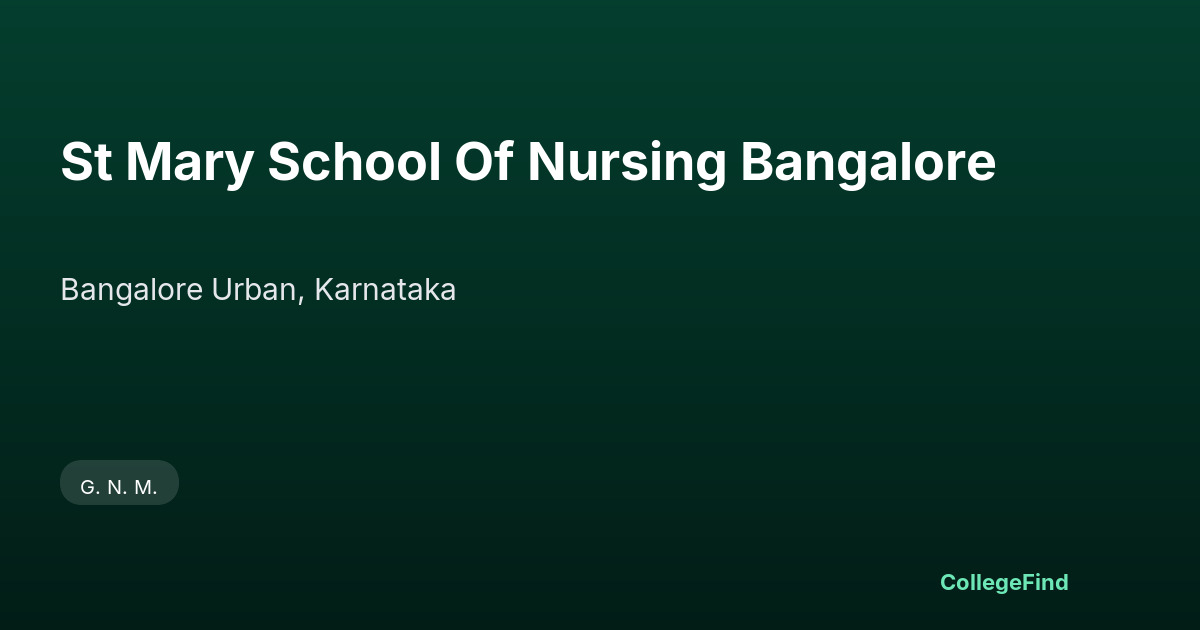 st mary school of nursing bangalore