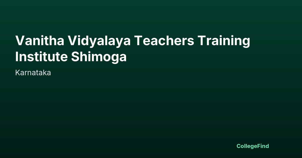 vanitha vidyalaya teachers training institute shimoga