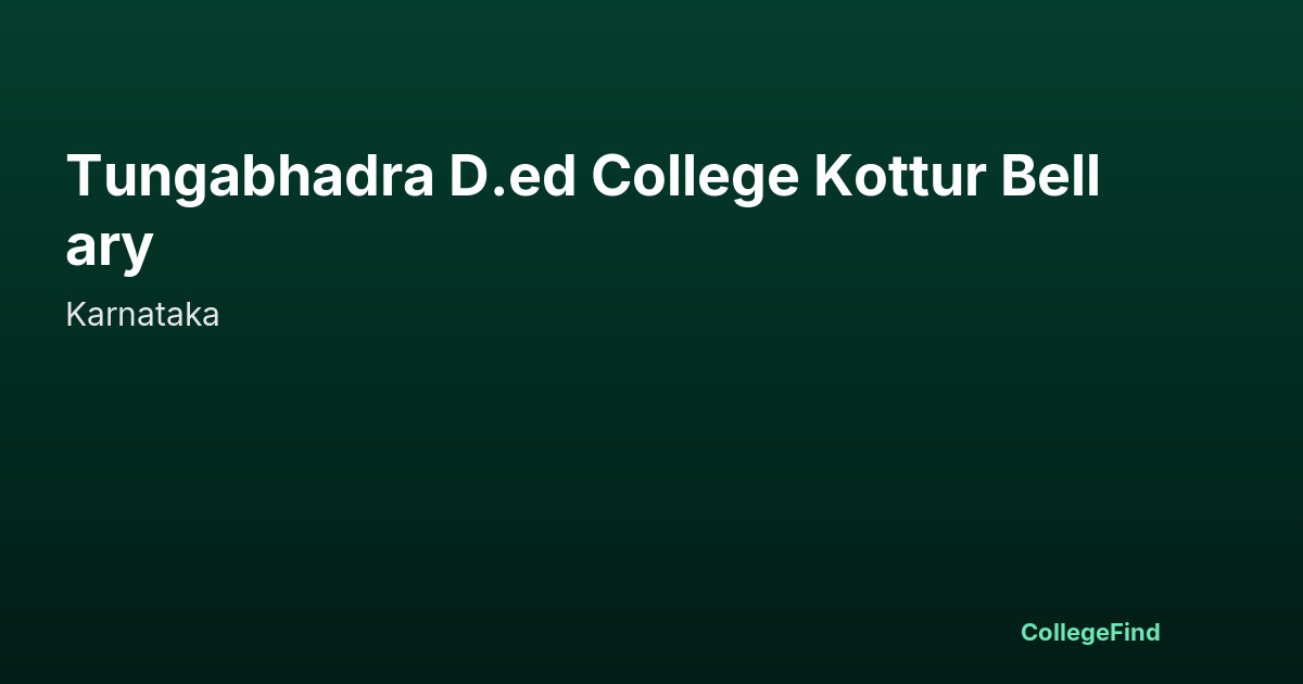 tungabhadra d.ed college kottur bellary