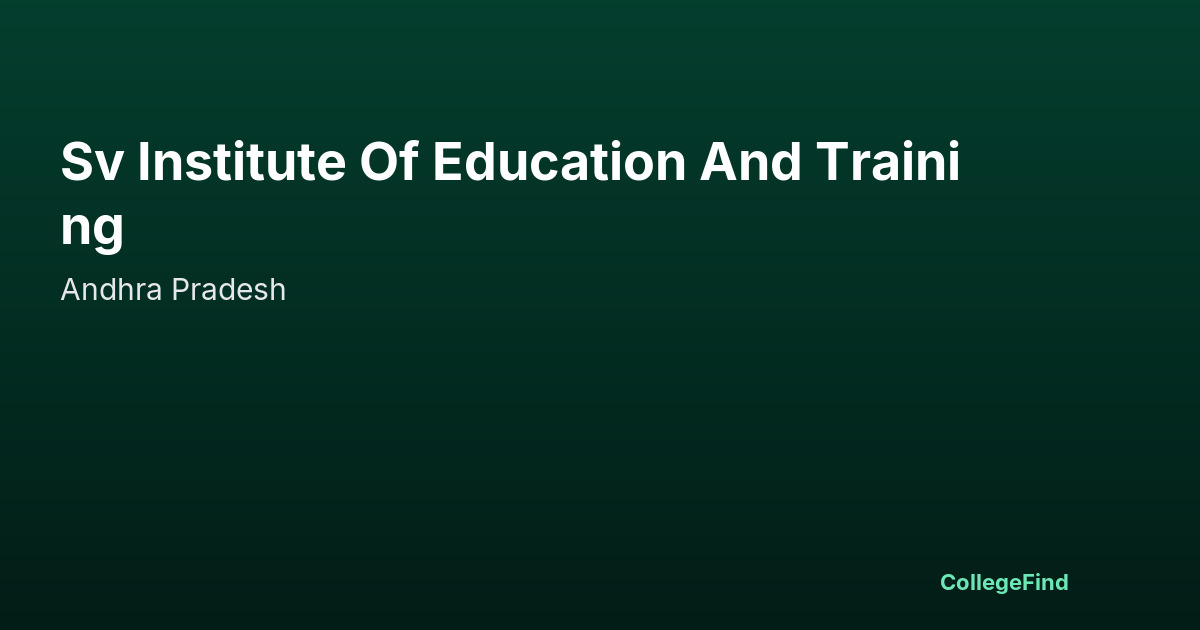 sv institute of education and training