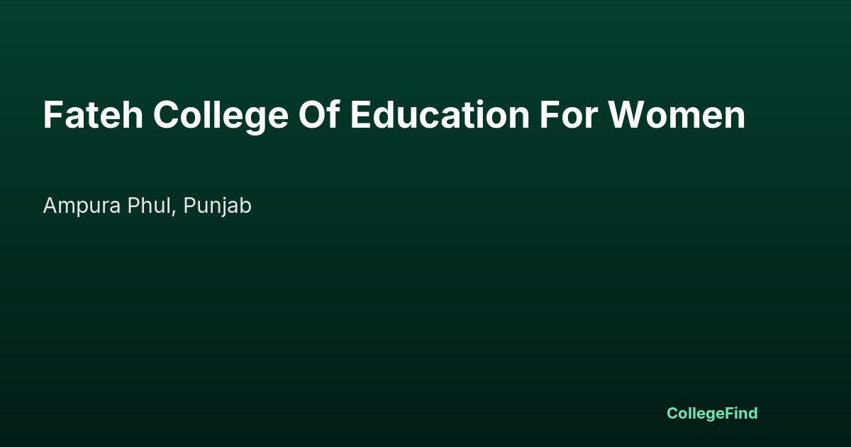 fateh college of education for women