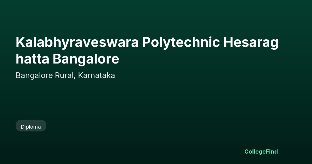 kalabhyraveswara polytechnic hesaraghatta bangalore