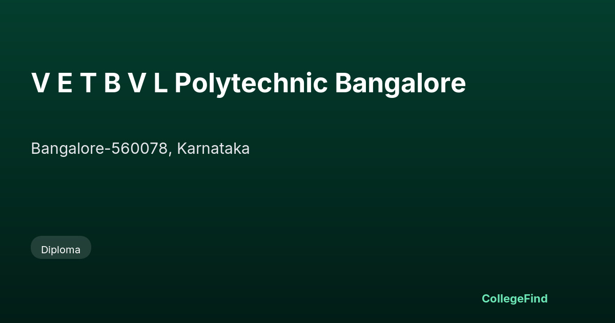 v e t b v l polytechnic bangalore