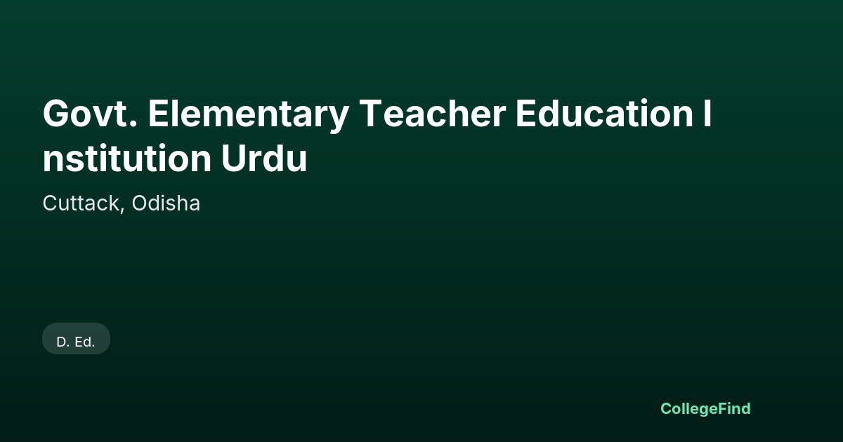 govt. elementary teacher education institution urdu