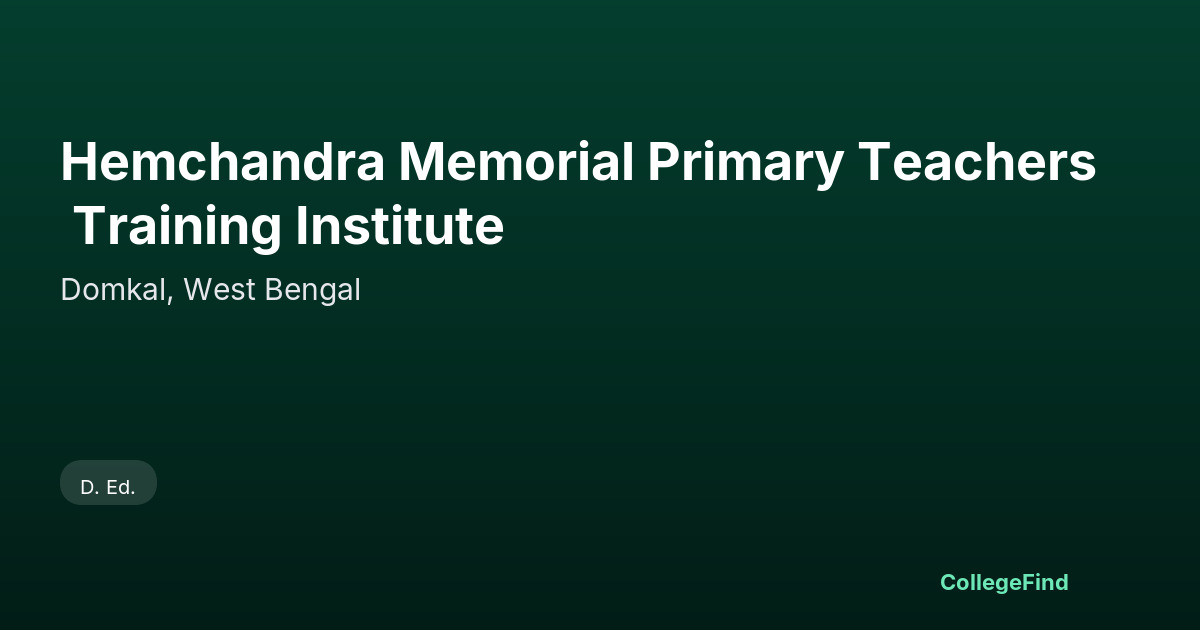 hemchandra memorial primary teachers training institute