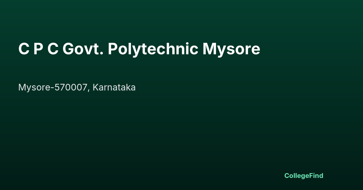 c p c govt. polytechnic mysore