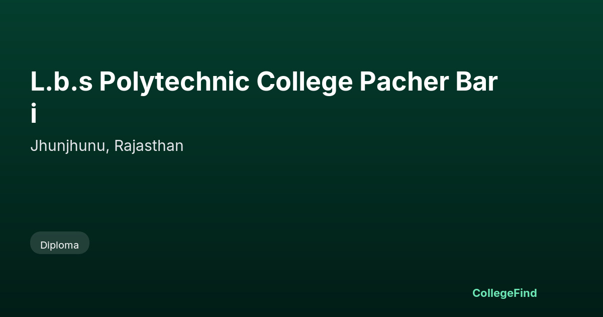 l.b.s polytechnic college pacher bari