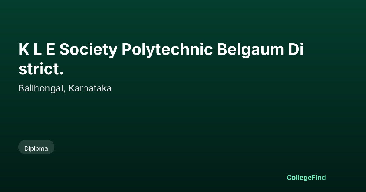 k l e society polytechnic belgaum district.