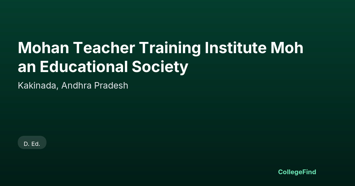 mohan teacher training institute mohan educational society
